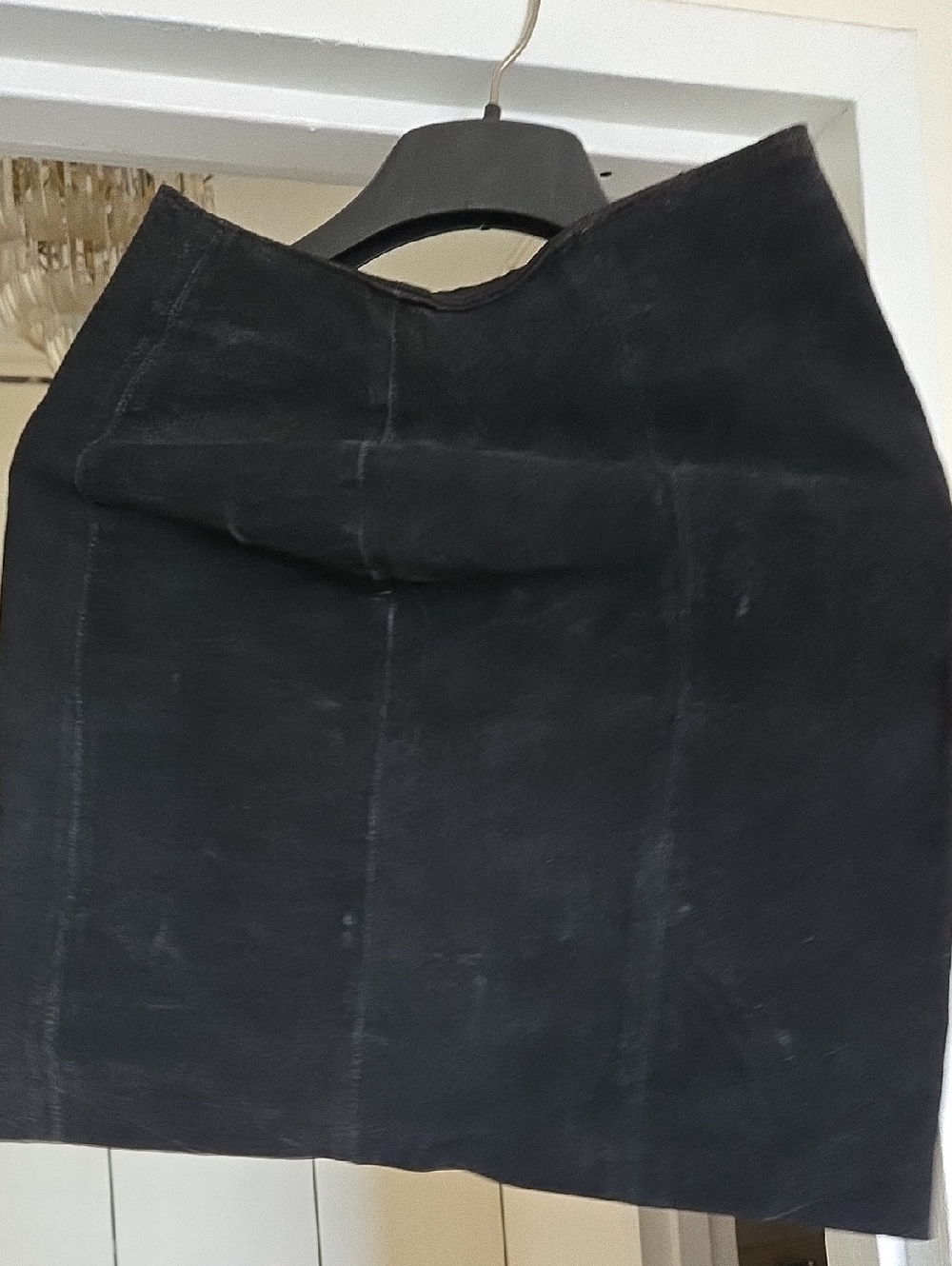 Black Suede Mini Skirt with Panel Detailing